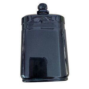 Art Deco Czech Bohemian Glass Black Amethyst Perfume Bottle 4.25 Inches